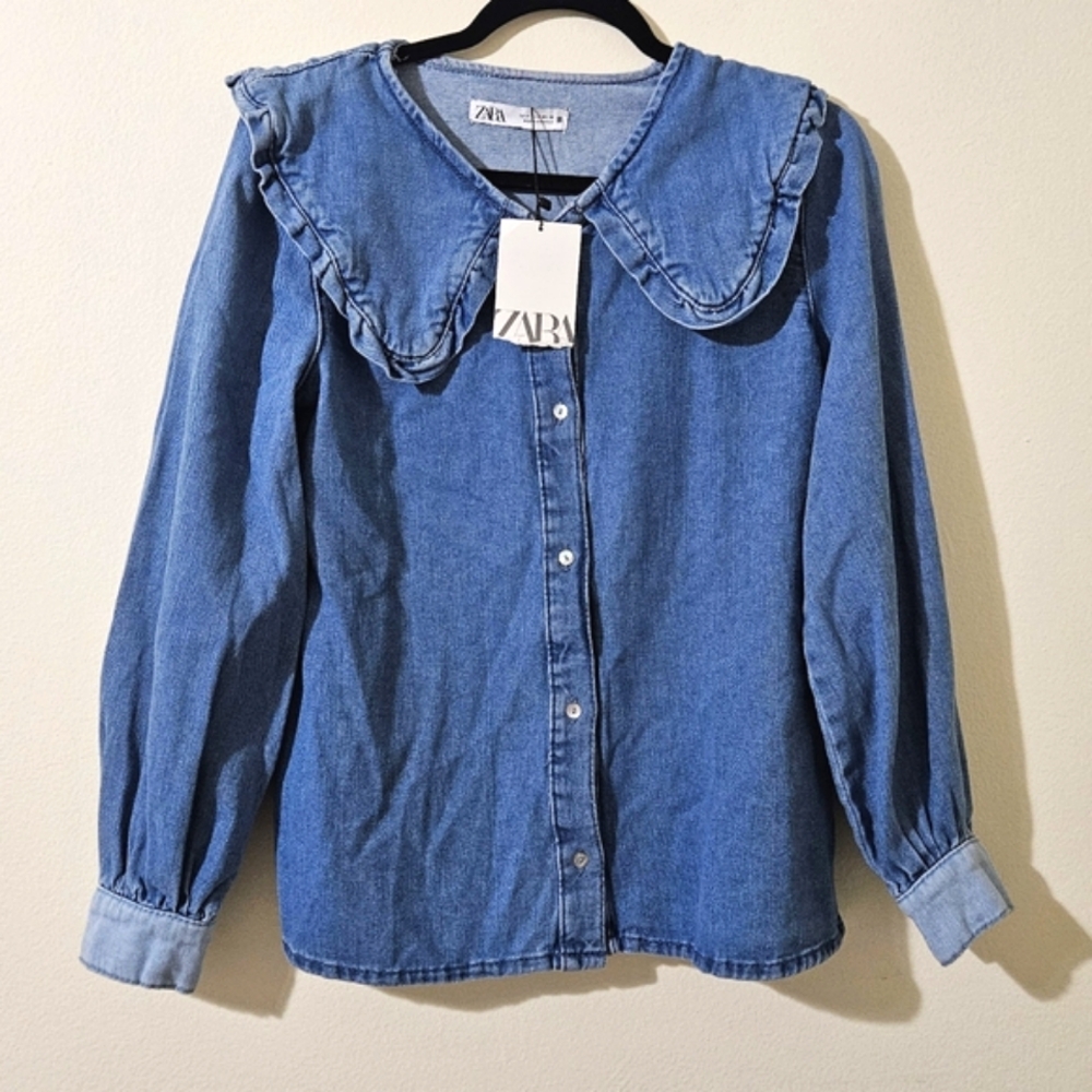 Zara Blue Denim Button Down Shirt